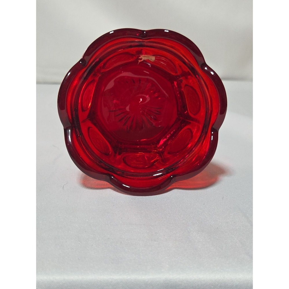 Vintage Fostoria Ruby Red Coin Glass 6.5"H, 4.25 W, 3.5" Depth Lidded Candy Dish - Picture 2 of 7